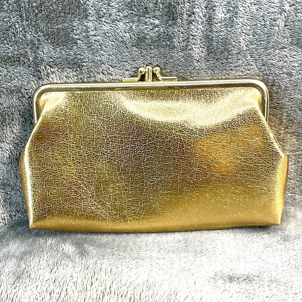 Vintage Gold Lame Clutch Celebrity Inc NY Purse 3 Compartments 8x4.5" Retro Glam